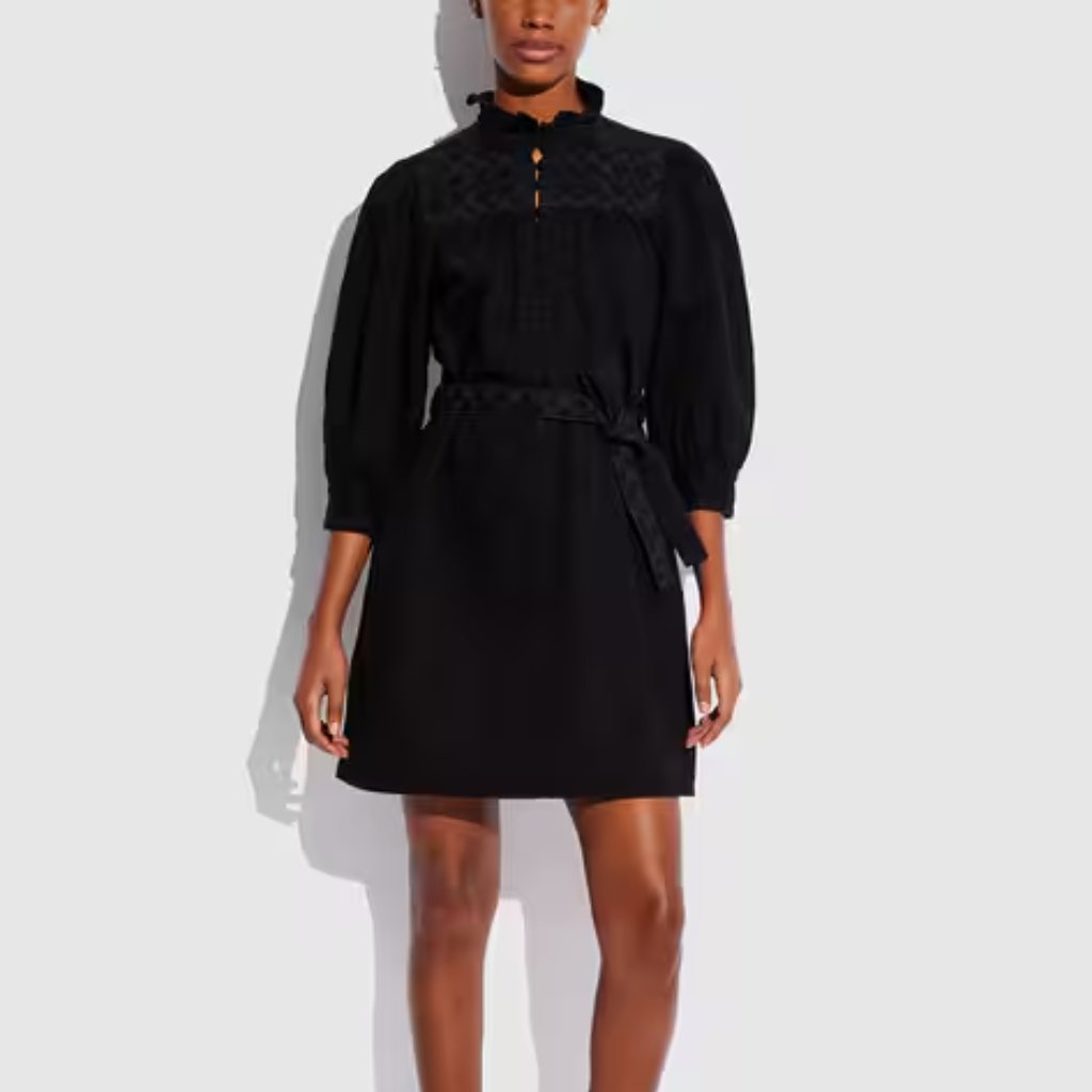 Coach Black Womens Dress With Button Closure And Belt Size 6